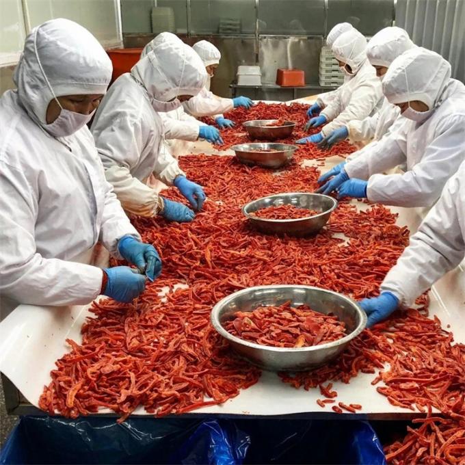 प्रमाणित गुणवत्ता पेशेवर निर्माण IQF जमे हुए लाल शिमला मिर्च स्ट्रिप्स 0